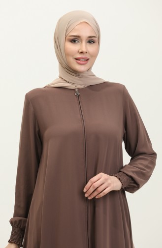 Abaya Mit Elastischen Ärmeln 5049-09 Milchkaffee 5049-09