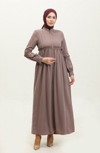 Jamila Summer Abaya With Pearls Dusty Rose 5928