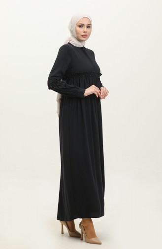 Jamila Pearled Summer Abaya Marineblau 5928.LACİVERT