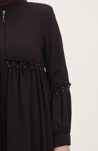 Jamila Summer Abaya Avec Perles Prune 5928.MÜRDÜM