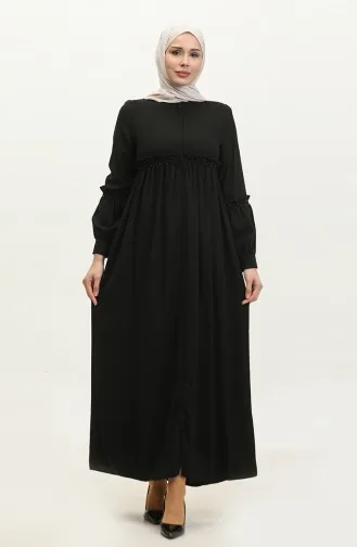 Jamila Abaya D`été Perlée Noir 5928.SİYAH