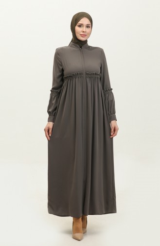 Jamila Pearled Zomer Abaya Mink 5928.VİZON