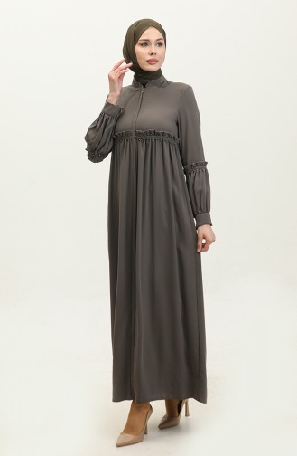 Jamila Pearled Summer Abaya Nerz 5928.VİZON