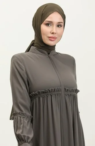 Abaya D`été Perlée Jamila En Vison 5928.VİZON