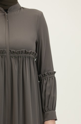 Jamila Pearled Summer Abaya Nerz 5928.VİZON