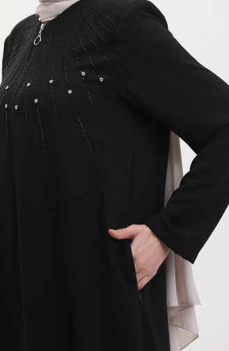 Jamila Jakarlı Çiçek Desenli Yazlık Kadın Ferace Siyah