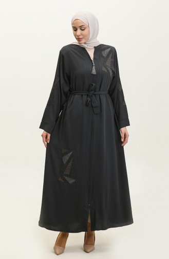 Abaya D`été Brodée Stoned Abaya Anthracite 7844.Antrasit