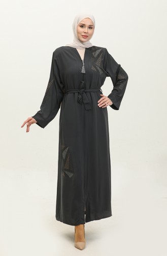 Geborduurde Stoned Zomerabaya Abaya Antraciet 7844.Antrasit