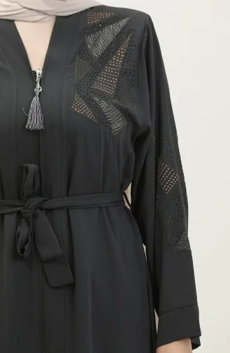 Bestickte Stoned Summer Abaya Abaya Anthrazit 7844.Antrasit