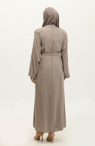 Geborduurde Stoned Zomer Abaya Abaya Beige 7844.Bej