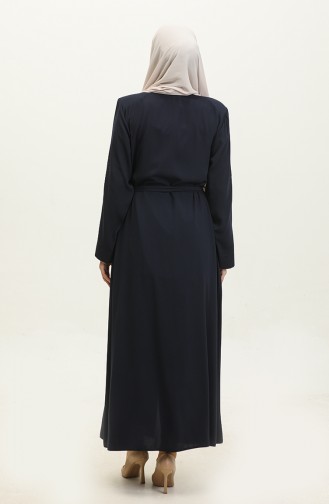 Geborduurde Stoned Zomerabaya Abaya Marineblauw 7844.Lacivert