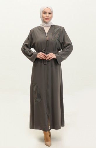 Bestickte Stoned Summer Abaya Abaya Nerz 7844.Vizon