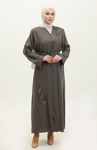 Bestickte Stoned Summer Abaya Abaya Nerz 7844.Vizon