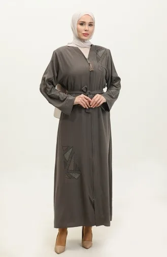 Bestickte Stoned Summer Abaya Abaya Nerz 7844.Vizon