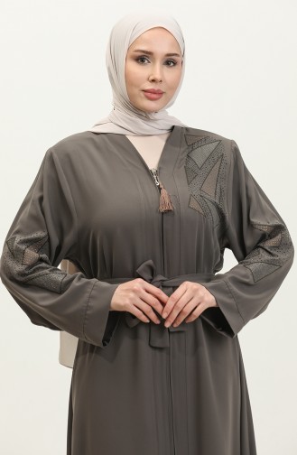 Geborduurde Stoned Zomer Abaya Abaya Mink 7844.Vizon