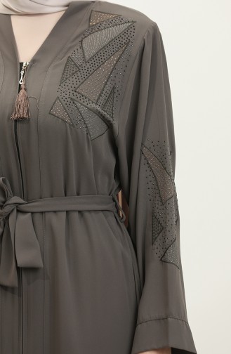 Bestickte Stoned Summer Abaya Abaya Nerz 7844.Vizon