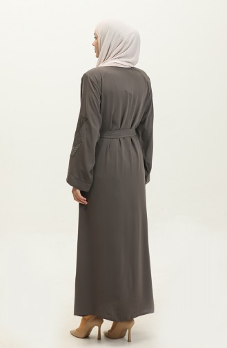 Abaya D`été Brodée Stoned Abaya Vison 7844.Vizon