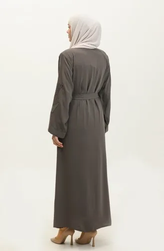 Bestickte Stoned Summer Abaya Abaya Nerz 7844.Vizon