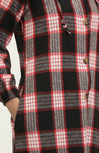 Plaid Pattern Hooded Cape NZR001c-03 Black 001-03