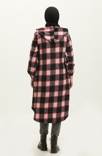 Plaid Pattern Hooded Cape NZR001c-03 Black 001-03