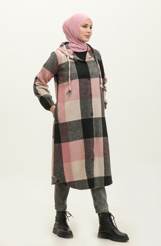 Hooded Patterned Cape NZR001A-05 Gray Powder 001A-05