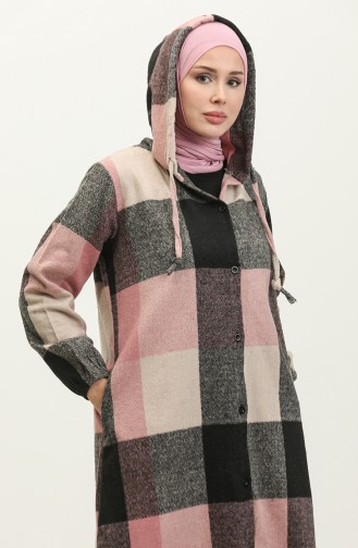 Hooded Patterned Cape NZR001A-05 Gray Powder 001A-05