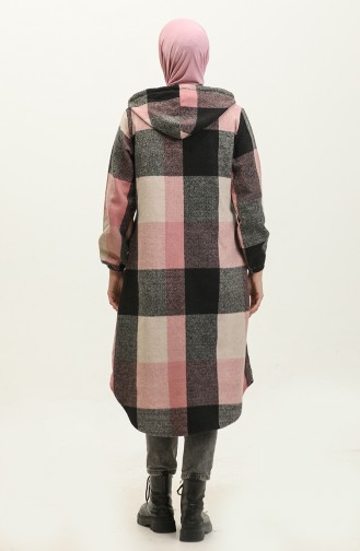 Hooded Patterned Cape NZR001A-05 Gray Powder 001A-05