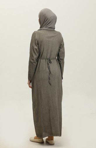 فستان طويل دنيم بتمصميم دانتيل 9988-02 بيج غامق 9988-02