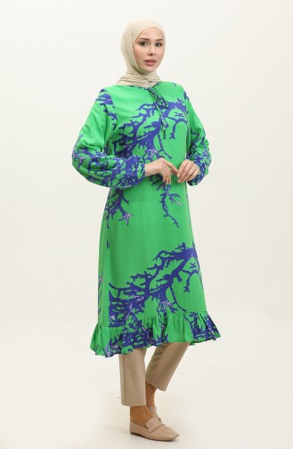 Viskon Tunik Elbise 0554-02 Yeşil