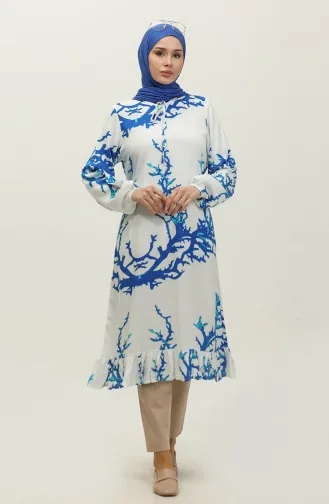 فستان تونيك فيسكوز 0554-04 أبيض  0554-04