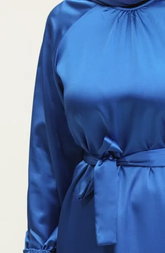 Robe Satin Ceinturée Avec Jupe Volant 2023113-01 Saks 2023113-01