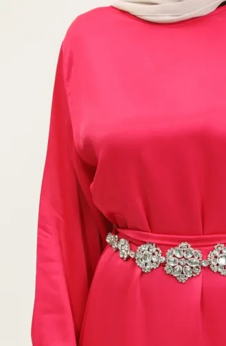 Satinkleid Mit Steingürtel 202506-01 Fuchsia 202506-01