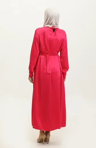 Satinkleid Mit Steingürtel 202506-01 Fuchsia 202506-01