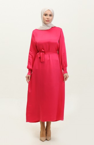 Robe Satin A Ceinture 2025-01 Fuchsia 2025-01