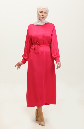 Robe Satin A Ceinture 2025-01 Fuchsia 2025-01