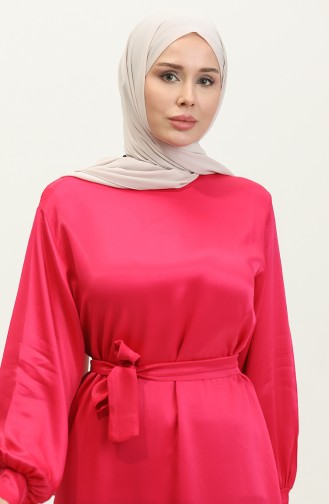 Robe Satin A Ceinture 2025-01 Fuchsia 2025-01