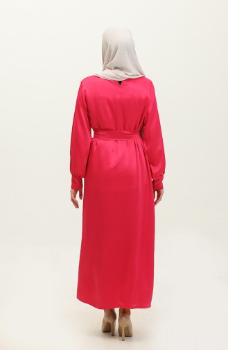 Robe Satin A Ceinture 2025-01 Fuchsia 2025-01