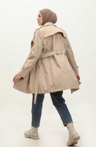 Gefütterter Trenchcoat Für Damen In Übergröße Beige 6814.Bej