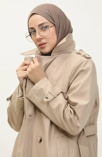 Trench-Coat Doublé Grande Taille Femme Beige 6814.Bej
