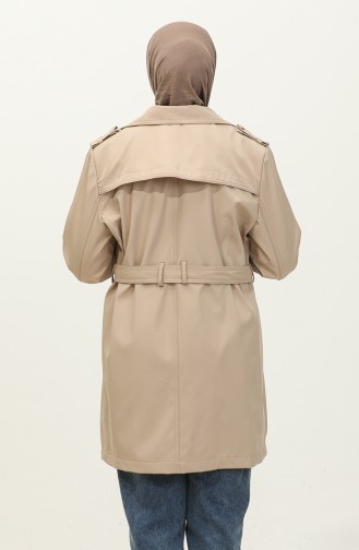 Gefütterter Trenchcoat Für Damen In Übergröße Beige 6814.Bej