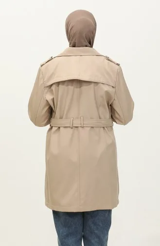 Trench-Coat Doublé Grande Taille Femme Beige 6814.Bej