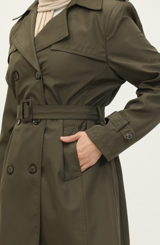 Women`s Plus Size Lined Trench Coat Cap Khaki 6814.Haki