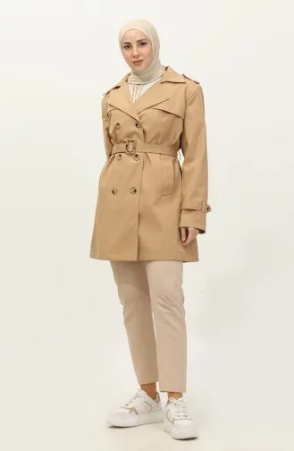 Gefütterter Trenchcoat Für Damen In Übergröße Kamel 6814.Kamel
