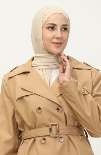 Grote Maten Gevoerde Trenchcoat Voor Dames Camel 6814.Kamel