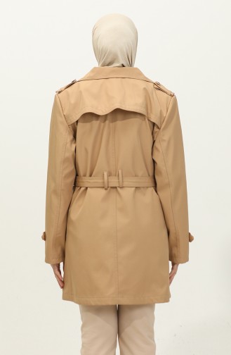 Grote Maten Gevoerde Trenchcoat Voor Dames Camel 6814.Kamel