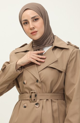 Kadın Büyük Beden Astarlı Trençkot Kap Vizon