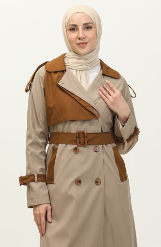 Jamila Tweekleurige Seizoens-trenchcoatpet Voor Dames Beige 6839.BEJ