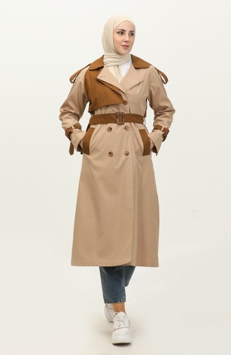 Jamila Tweekleurige Seizoenstrenchcoat Voor Dames Camel 6839.Kamel