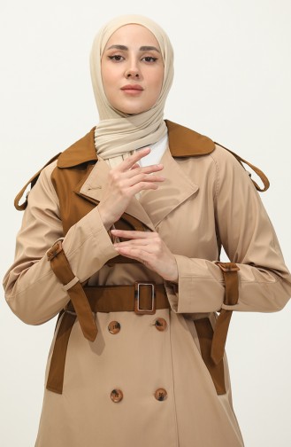 Jamila Zweifarbiger Damen-Trenchcoat Für Die Saison Kamel 6839.Kamel