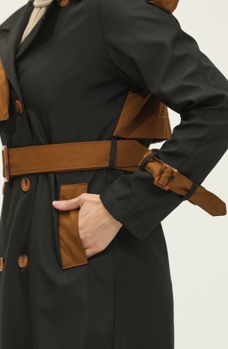 Jamila Casquette Trench Saisonnière Bicolore Femme Noir 6839.SİYAH